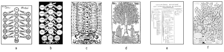 History of mind mapping as a compilation of six Porphyrian and derivated trees